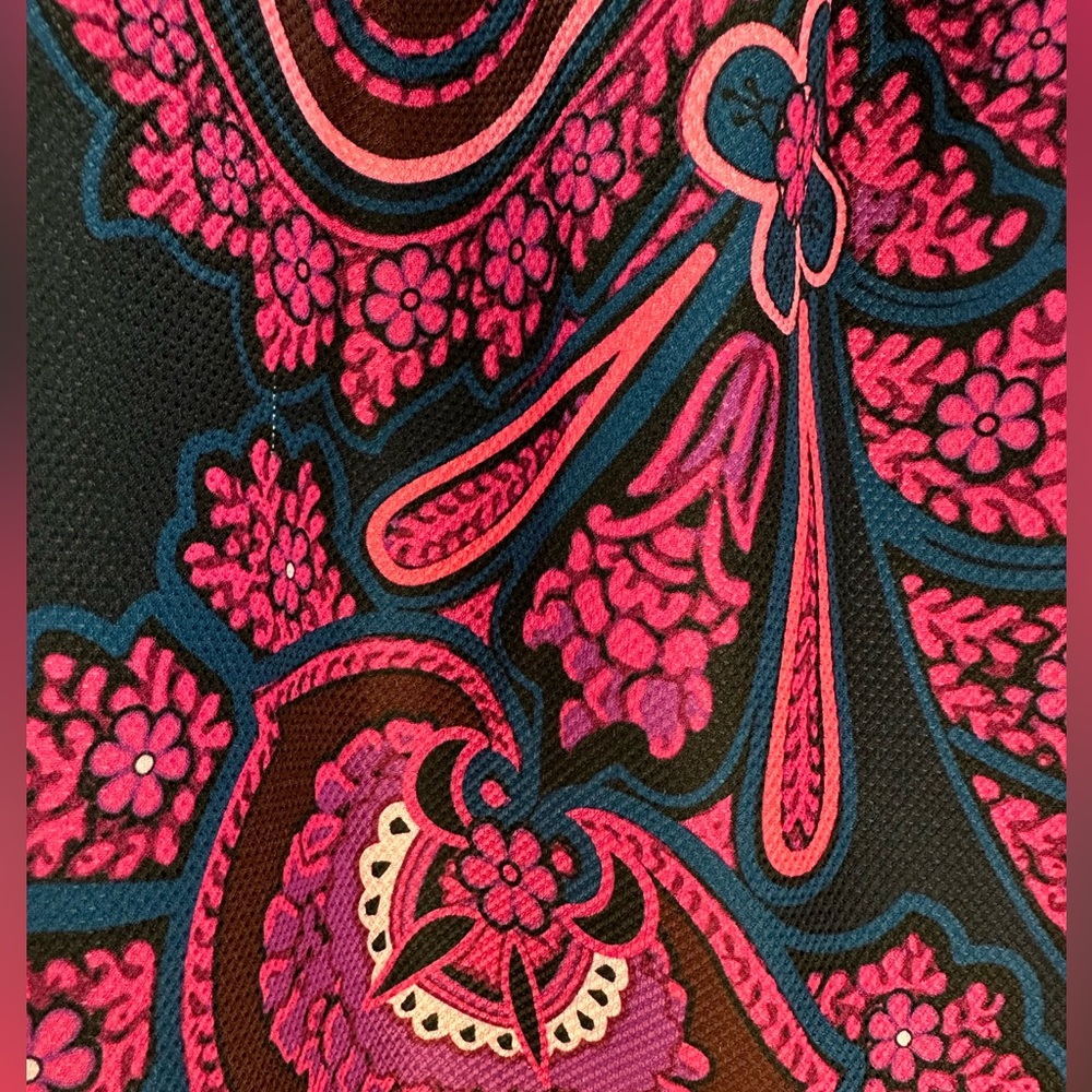 TED BAKER LONDON Oriental Paisley A Line Skirt Navy and Pink Luxury Gold Zip 2-4 - Picture 4 of 10